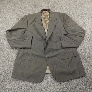 Savile Row Blazer Mens 48 Gray Wool Houndstooth Plaid Sport Coat Suit Jacket Top